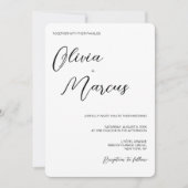 Elegant Black White Chic Script Wedding Entourage Kaart (Voorkant)