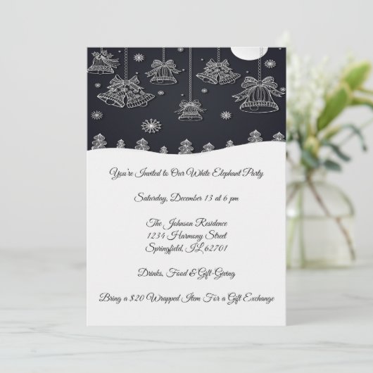 Elegant Black & White Chriatmas Party Celebration Kaart (Staand voorkant)