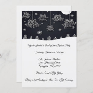 Elegant Black & White Chriatmas Party Celebration Kaart