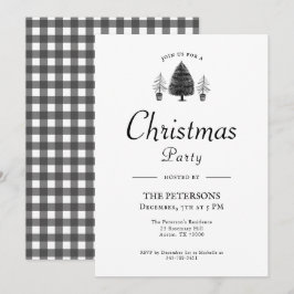 Elegant Black & White Christmas Tree Christmas Kaart