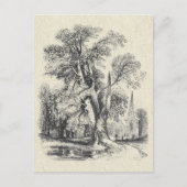 Elegant  Black White Church Engels land Briefkaart (Voorkant)