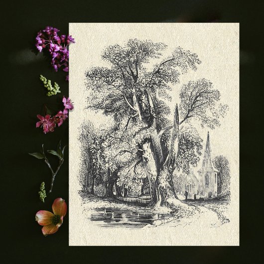 Elegant  Black White Church Engels land Briefkaart