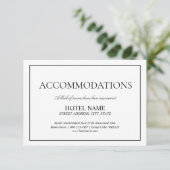 Elegant Black White Classic Script Accommodations Informatiekaartje (Staand voorkant)