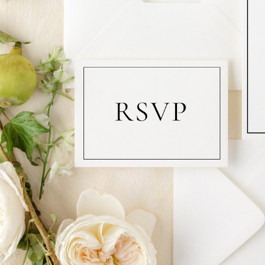 Elegant Black & White Classic Script RSVP