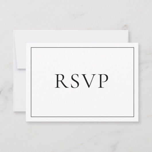 Elegant Black & White Classic Script RSVP (Voorkant)