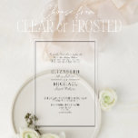 Elegant Black & White Classic Script Weddenschap Acryl Uitnodigingen<br><div class="desc">Je bruiloft is een weerspiegeling van tijdloze schoonheid, elegantie en het liefdesverhaal dat alleen jij kunt vertellen. Onze Elegant Black & White Classic Script Acryl Huwelijksuitnodiging brengt dit sentiment tot leven met zijn minimalistische maar opvallende ontwerp. De etherische transparantie van het matte acryl in combinatie met het verfijnde zwarte script...</div>