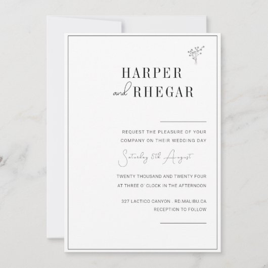Elegant Black & White Classic Script Weddenschap Kaart (Voorkant)