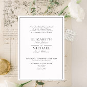 Elegant Black & White Classic Script Weddenschap Kaart