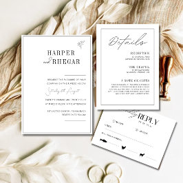Elegant Black & White Classic Script Weddenschap Kaart
