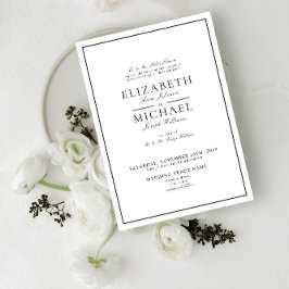 Elegant Black & White Classic Script Weddenschap Kaart