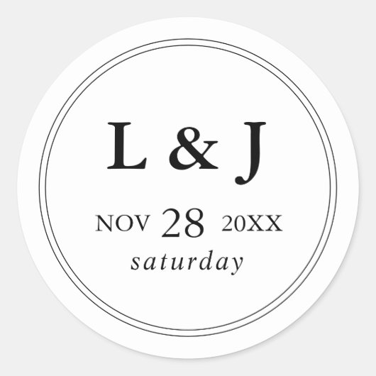 Elegant Black & White Classic Script Weddenschap Ronde Sticker (Voorkant)