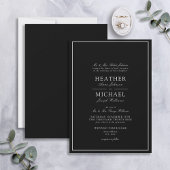 Elegant Black & White Classic Script Wedding Invin Kaart