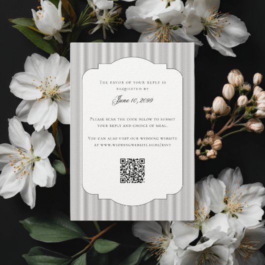 Elegant Black White Classic Script Wedding Online RSVP Kaartje