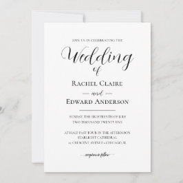 Elegant Black & White Classic Wedding Kaart