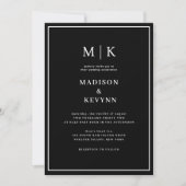 Elegant Black & White Classic Wedding Kaart (Voorkant)