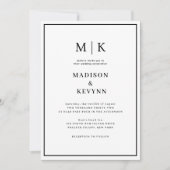 Elegant Black & White Classic Wedding Kaart (Voorkant)