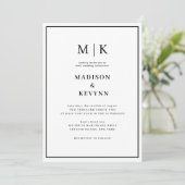 Elegant Black & White Classic Wedding Kaart (Staand voorkant)