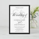 Elegant Black & White Classic Wedding Kaart (Staand voorkant)