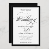 Elegant Black & White Classic Wedding Kaart (Voorkant / Achterkant)