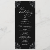 Elegant Black & White  Classic Wedding Programmakaart (Voorkant)