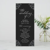 Elegant Black & White  Classic Wedding Programmakaart (Staand voorkant)
