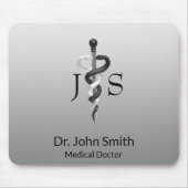 Elegant Black White Classy Noble Medical Asclepius Muismat (Voorkant)