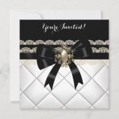 Elegant Black White Cream Pearl Lace Birthday 2 Kaart (Voorkant)
