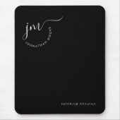 Elegant Black White Curvated Signature Monogram Muismat (Voorkant)