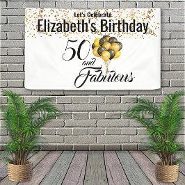 Elegant Black White Custom 50th Birthday Confetti Spandoek