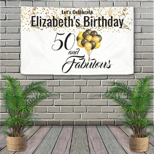 Elegant Black White Custom 50th Birthday Confetti Spandoek
