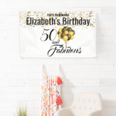Elegant Black White Custom 50th Birthday Confetti Spandoek (Insitu)