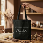 Elegant Black White Custom Chocolate Customer Gift Tote Bag