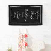 Elegant Black White Custom Weddenschap Welkomstban Spandoek (Insitu)