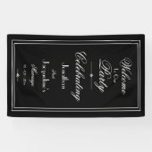 Elegant Black White Custom Weddenschap Welkomstban Spandoek (Horizontaal)
