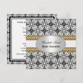 Elegant Black White Damask #2 Gold Baby shower #2 Kaart (Voorkant / Achterkant)