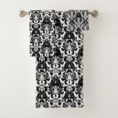 Elegant Black & White Damask Bad Handdoek (Insitu)
