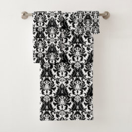 Elegant Black & White Damask Bad Handdoek