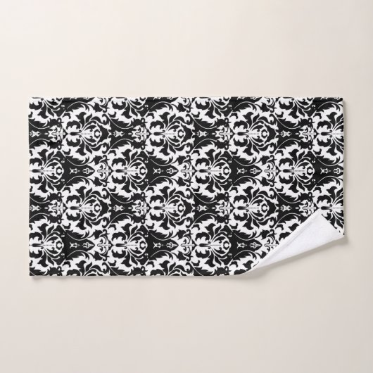 Elegant Black & White Damask Bad Handdoek (Handdoek)