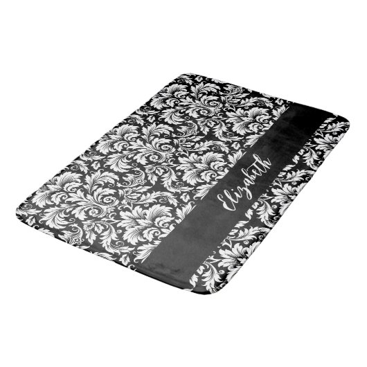 Elegant Black White Damask Badmat (Gekanteld)