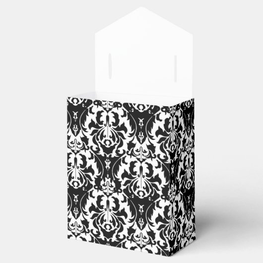 Elegant Black & White Damask Bedankdoosjes (Geopend)