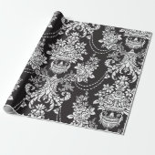 Elegant Black White Damask Cadeaupapier (Uitgerold)
