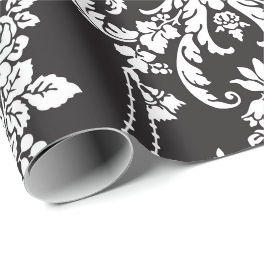 Elegant Black White Damask Cadeaupapier (Rol Hoek)