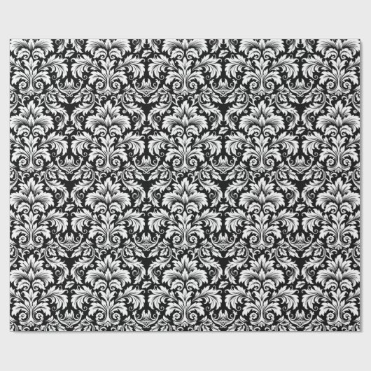Elegant Black White Damask Cadeaupapier (Vlak)