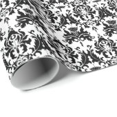 Elegant Black & White Damask Cadeaupapier (Rol Hoek)