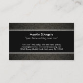 Elegant Black & White Damask en Metallic Silver Visitekaartje (Achterkant)