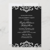 Elegant Black & White Damask Engagement Party Kaart (Achterkant)