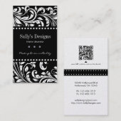 Elegant Black & White Damask Interior Designer Visitekaartje (Voorkant / Achterkant)