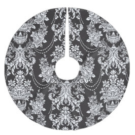Elegant Black White Damask Kerstmis Kerstboom Rok