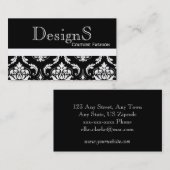 Elegant Black White Damask Mode Visitekaartje (Voorkant / Achterkant)