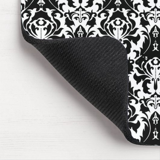 Elegant Black & White Damask Muismat (Hoek)